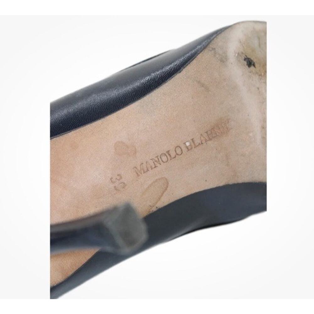 Vintage Manolo Blahnik Womens Leather Pointed Toe Heels Black Size 9 - Picture 4 of 4